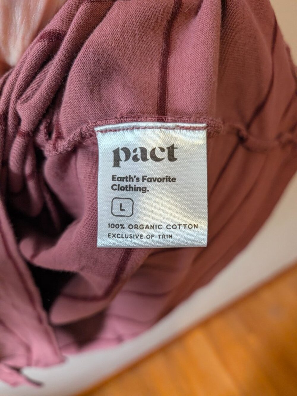NWT Pact Organic Cotton Striped Polo Dress Mauve Burgundy Short Sleeve L - Picture 4 of 5